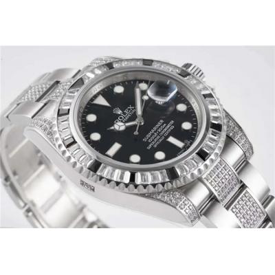 ROF 116610 Submariner A2836 Automatic Mens Watch Black Dial 904L Steel Diamond Bezel And Bracelet Best Edition