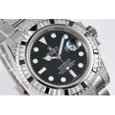 ROF 116610 Submariner A2836 Automatic Mens Watch Black Dial 904L Steel Diamond Bezel And Bracelet Best Edition