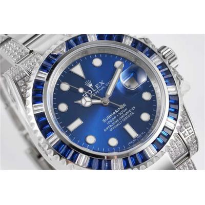 ROF 116610 Submariner A2836 Automatic Mens Watch Blue Dial 904L Steel Diamond Bezel And Bracelet Best Edition