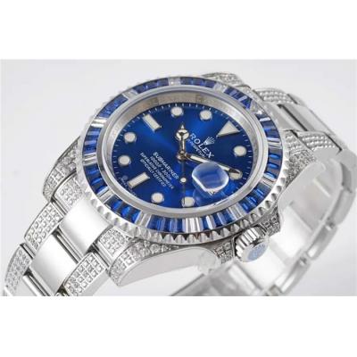 ROF 116610 Submariner A2836 Automatic Mens Watch Blue Dial 904L Steel Diamond Bezel And Bracelet Best Edition