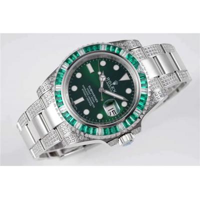 ROF 116610 Submariner A2836 Automatic Mens Watch Green Dial 904L Steel Diamond Bezel And Bracelet Best Edition