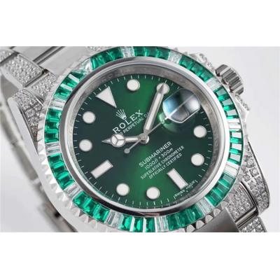 ROF 116610 Submariner A2836 Automatic Mens Watch Green Dial 904L Steel Diamond Bezel And Bracelet Best Edition