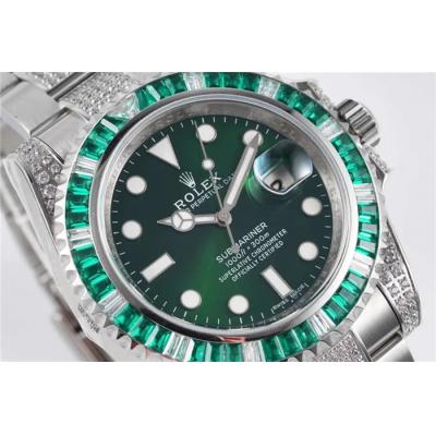 ROF 116610 Submariner A2836 Automatic Mens Watch Green Dial 904L Steel Diamond Bezel And Bracelet Best Edition