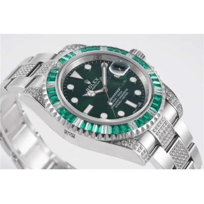 ROF 116610 Submariner A2836 Automatic Mens Watch Green Dial 904L Steel Diamond Bezel And Bracelet Best Edition