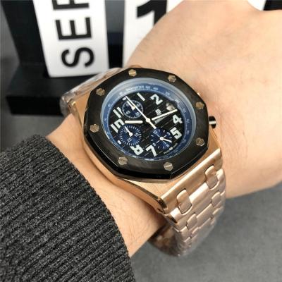 Replica  Royal Oak  Japan VK Quartz chronograph Mens Watch White Dial Rose Gold  A  E119