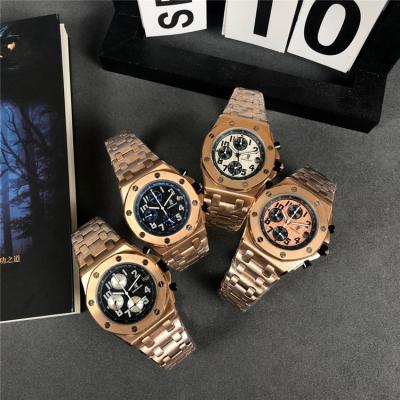 Replica  Royal Oak  Japan VK Quartz chronograph Mens Watch Blue Dial Rose Gold  B  E119