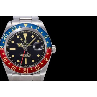 RBF GMT-Master II  6542 A2836 Automatic Watch Pepsi Plexiglas Beze Black Dial Stainless Steel Bracelet Best Edition