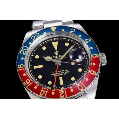 RBF GMT-Master II  6542 A2836 Automatic Watch Pepsi Plexiglas Beze Black Dial Stainless Steel Bracelet Best Edition