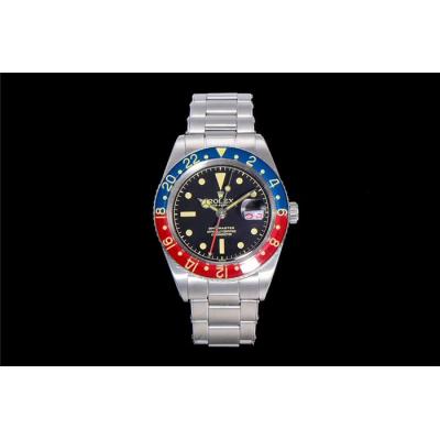 RBF GMT-Master II  6542 A2836 Automatic Watch Pepsi Plexiglas Beze Black Dial Stainless Steel Bracelet Best Edition