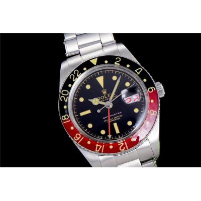 RBF GMT-Master II  6542 A2836 Automatic Watch Cola Plexiglas Beze Black Dial Stainless Steel Bracelet Best Edition