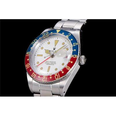 RBF GMT-Master II  6542 A2836 Automatic Watch Pepsi Plexiglas Beze White Dial Stainless Steel Bracelet Best Edition