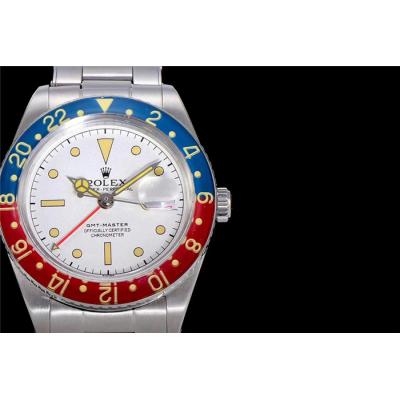 RBF GMT-Master II  6542 A2836 Automatic Watch Pepsi Plexiglas Beze White Dial Stainless Steel Bracelet Best Edition