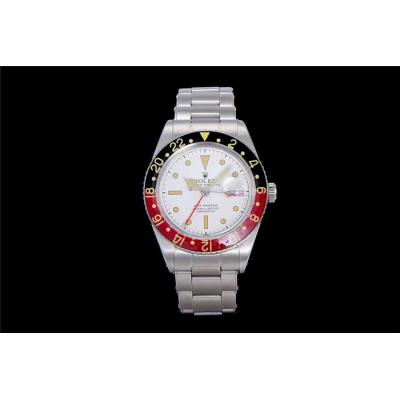 RBF GMT-Master II  6542 A2836 Automatic Watch Cola Plexiglas Beze White Dial Stainless Steel Bracelet Best Edition