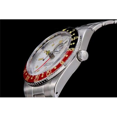 RBF GMT-Master II  6542 A2836 Automatic Watch Cola Plexiglas Beze White Dial Stainless Steel Bracelet Best Edition