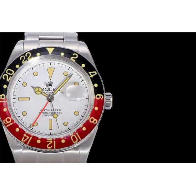 RBF GMT-Master II  6542 A2836 Automatic Watch Cola Plexiglas Beze White Dial Stainless Steel Bracelet Best Edition