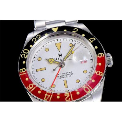 RBF GMT-Master II  6542 A2836 Automatic Watch Cola Plexiglas Beze White Dial Stainless Steel Bracelet Best Edition