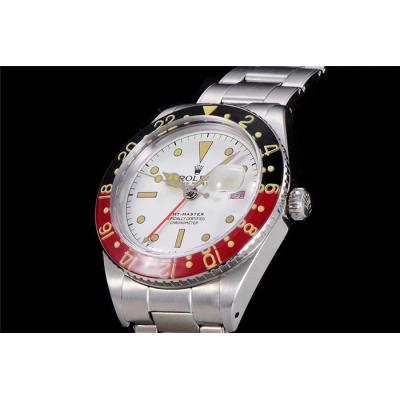 RBF GMT-Master II  6542 A2836 Automatic Watch Cola Plexiglas Beze White Dial Stainless Steel Bracelet Best Edition