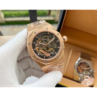 Replica Royal Oak  A21J Automatic Movement Mens Watch Skeleton Dial Rose Gold E126