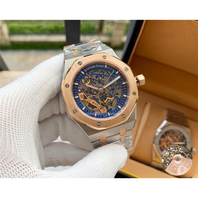 Replica Royal Oak  A21J Automatic Movement Mens Watch Skeleton Dial Rose Gold E126