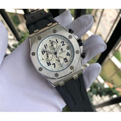 Replica  Royal Oak Offshore  Japan Quartz chronograph  Movement Mens Watch White  Dial Rubber Strap  E136