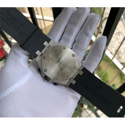 Replica  Royal Oak Offshore  Japan Quartz chronograph  Movement Mens Watch White  Dial Rubber Strap  E136