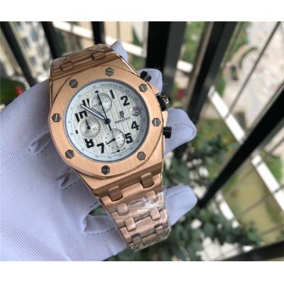 Replica  Royal Oak Offshore  Japan Quartz chronograph  Movement Mens Watch White  Dial Rose Gold A  E137