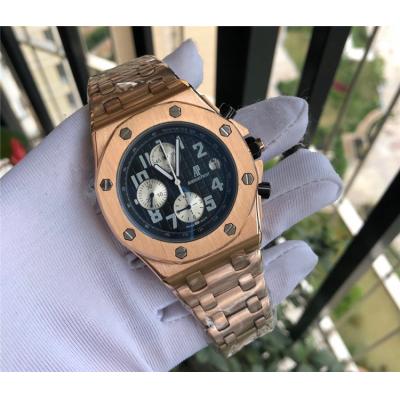 Replica  Royal Oak Offshore  Japan Quartz chronograph  Movement Mens Watch White  Dial Rose Gold A  E137