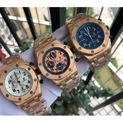 Replica  Royal Oak Offshore  Japan Quartz chronograph  Movement Mens Watch White  Dial Rose Gold A  E137