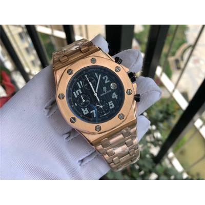 Replica  Royal Oak Offshore  Japan Quartz chronograph  Movement Mens Watch White  Dial Rose Gold A  E137