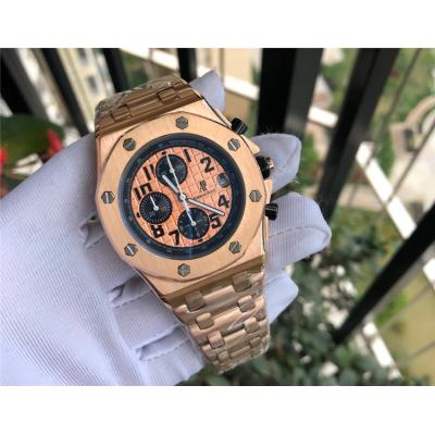 Replica  Royal Oak Offshore  Japan Quartz chronograph  Movement Mens Watch White  Dial Rose Gold A  E137