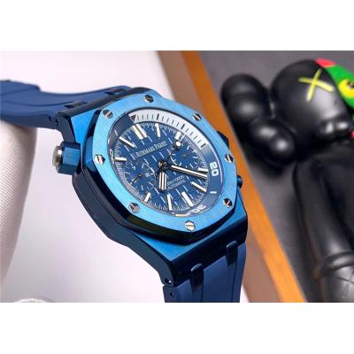 Replica Royal Oak  A21J Automatic Movement Mens Watch Blue Dial Rubber Strap  E138