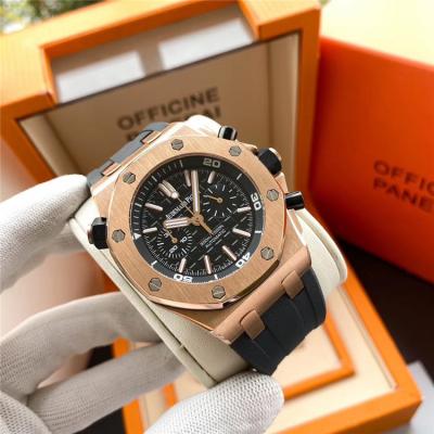 Replica  Royal Oak Japan Quartz chronograph  Movement Mens Watch  Black  Dial Rubber Strap  A E153