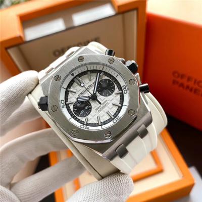 Replica  Royal Oak Japan VK Quartz chronograph  Movement Mens Watch Yellow  Dial Rubber Strap  B  E153