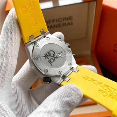 Replica  Royal Oak Japan VK Quartz chronograph  Movement Mens Watch Yellow  Dial Rubber Strap  B  E153