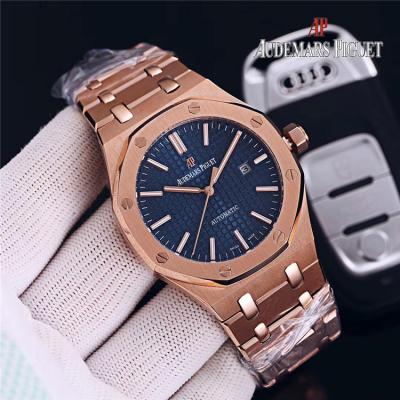 Replica Royal Oak  Miyota A8215 Automatic Movement Mens Watch Blue Dial Rose Gold E154