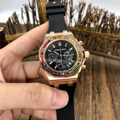 Replica  Royal Oak Offshore Japan Quartz chronograph  Movement Womens  Watch Green Dial Rubber Strap  A E155