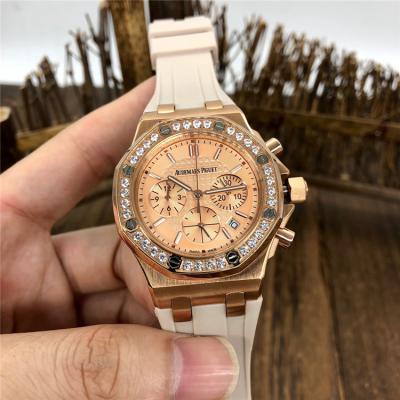 Replica  Royal Oak Offshore Japan Quartz chronograph  Movement Womens Watch White Dial Rubber Strap  A E156