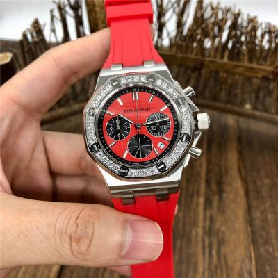 Replica  Royal Oak Offshore Japan Quartz chronograph  Movement Womens Watch Black Dial Rubber Strap  B E156