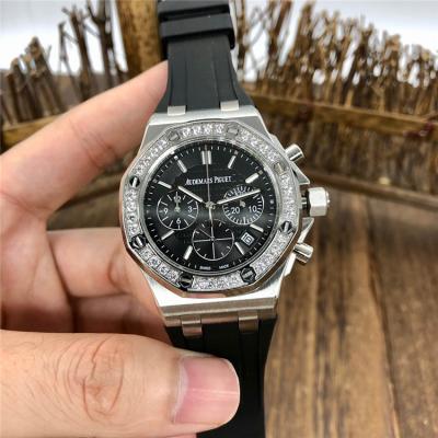 Replica  Royal Oak Offshore Japan Quartz chronograph  Movement Womens Watch Black Dial Rubber Strap  B E156