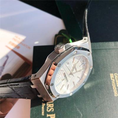 Replica Royal Oak  Miyota A8215 Automatic Movement Mens Watch White Dial Leather Strap A E159