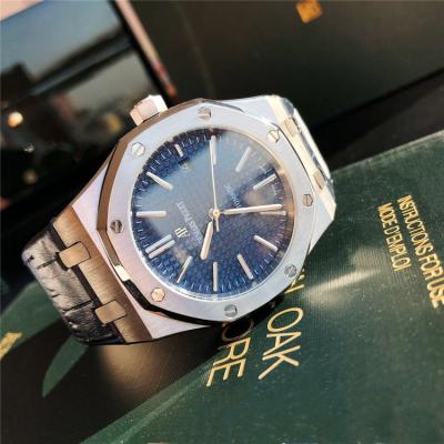 Replica Royal Oak  Miyota A8215 Automatic Movement Mens Watch Blue  Dial Leather Strap B E159