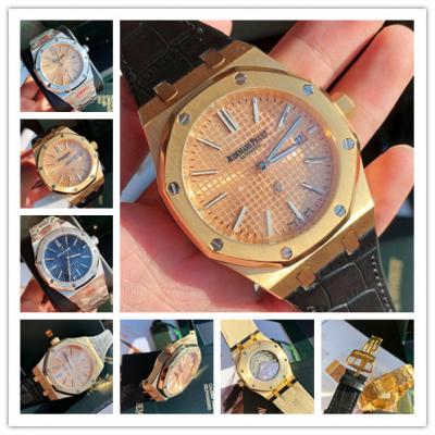 Replica Royal Oak  Miyota A8215 Automatic Movement Mens Watch Champagne Dial Leather Strap D E159