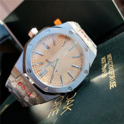 Replica Royal Oak  Miyota A8215 Automatic Movement Mens Watch Champagne Dial Leather Strap D E159