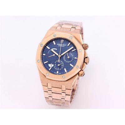 Replica  Royal Oak Japan Quartz chronograph  Movement Mens Watch White Dial Two Tone Rose Gold A E171