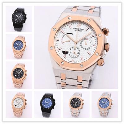 Replica  Royal Oak Japan Quartz chronograph  Movement Mens Watch White Dial Two Tone Rose Gold A E171