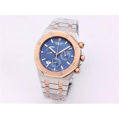 Replica  Royal Oak Japan Quartz chronograph  Movement Mens Watch White Dial Two Tone Rose Gold A E171