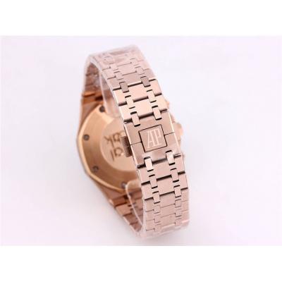 Replica  Royal Oak Japan Quartz chronograph  Movement Mens Watch White Dial Two Tone Rose Gold A E171