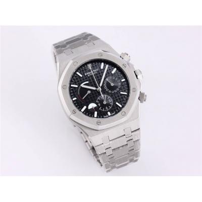 Replica  Royal Oak Japan Quartz chronograph  Movement Mens Watch  Black Dial Stainless steel B E171