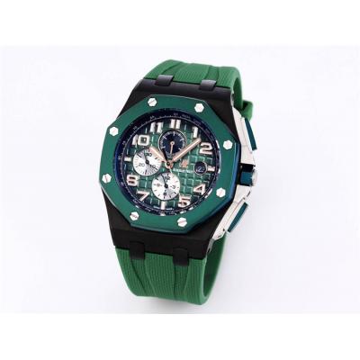 Replica Royal Oak  A21J  Automatic Movement Mens Watch  Green White Dial Rubber Strap  E172