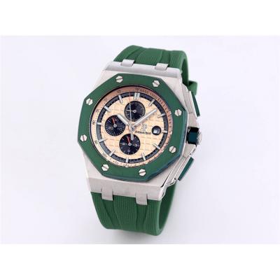 Replica Royal Oak  A21J  Automatic Movement Mens Watch  Green White Dial Rubber Strap  E172